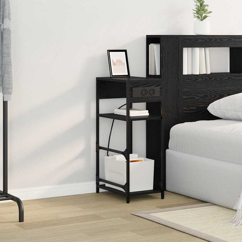 vidaXL Éjjeliszekrény fiókkal Musta tammi 40 x 27 x 76 cm Faanyag