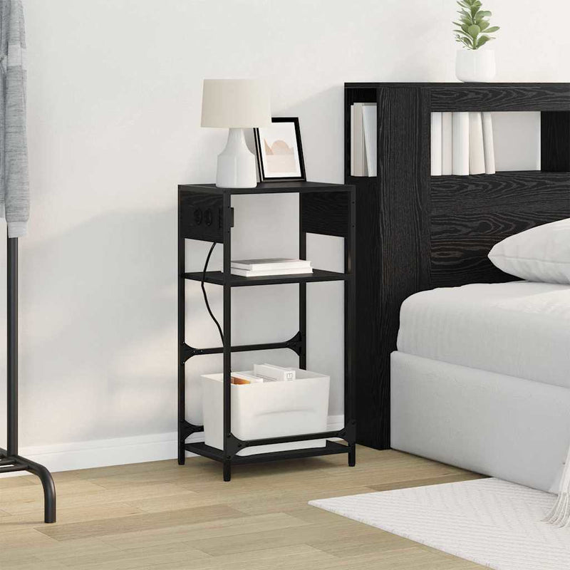 vidaXL Éjjeliszekrény fiókkal Musta tammi 40 x 27 x 76 cm Faanyag