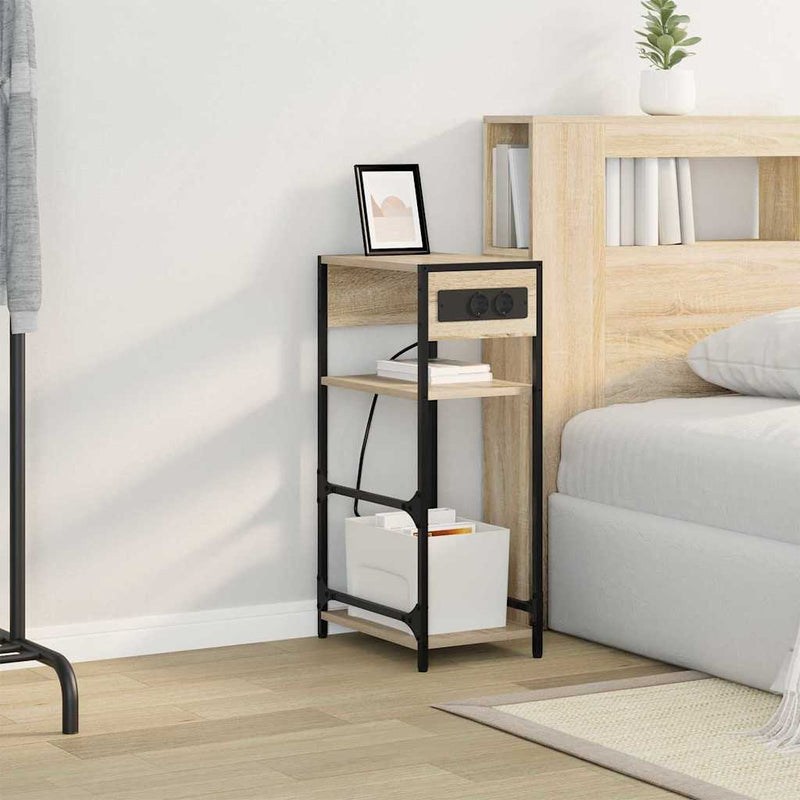 vidaXL Éjjeliszekrény fiókkal sonoma tölgy 40 x 27 x 76 cm Faanyag