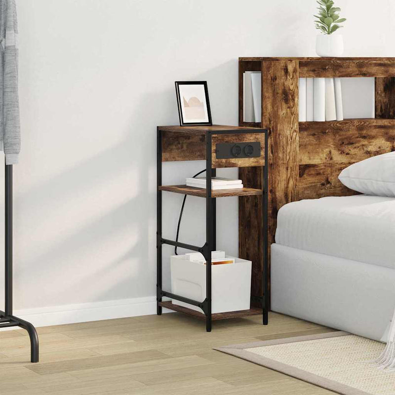 vidaXL Éjjeliszekrény fiókkal Füstölt tölgy 40 x 27 x 76 cm Faanyag