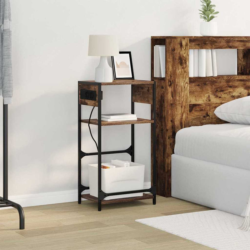 vidaXL Éjjeliszekrény fiókkal Füstölt tölgy 40 x 27 x 76 cm Faanyag