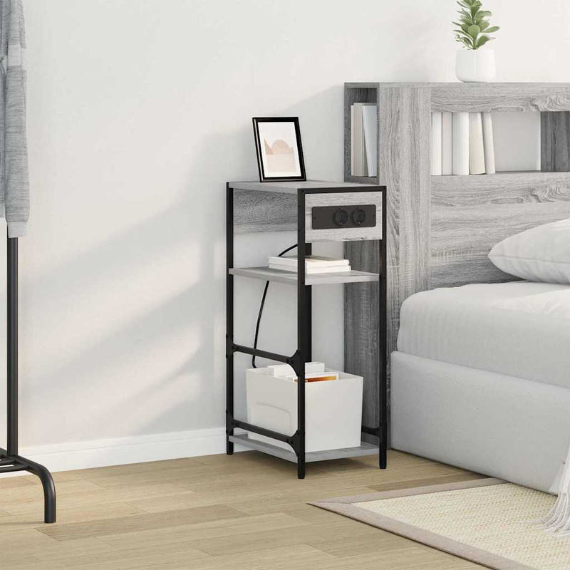 vidaXL Éjjeliszekrény fiókkal Szürke sonoma 40 x 27 x 76 cm Faanyag