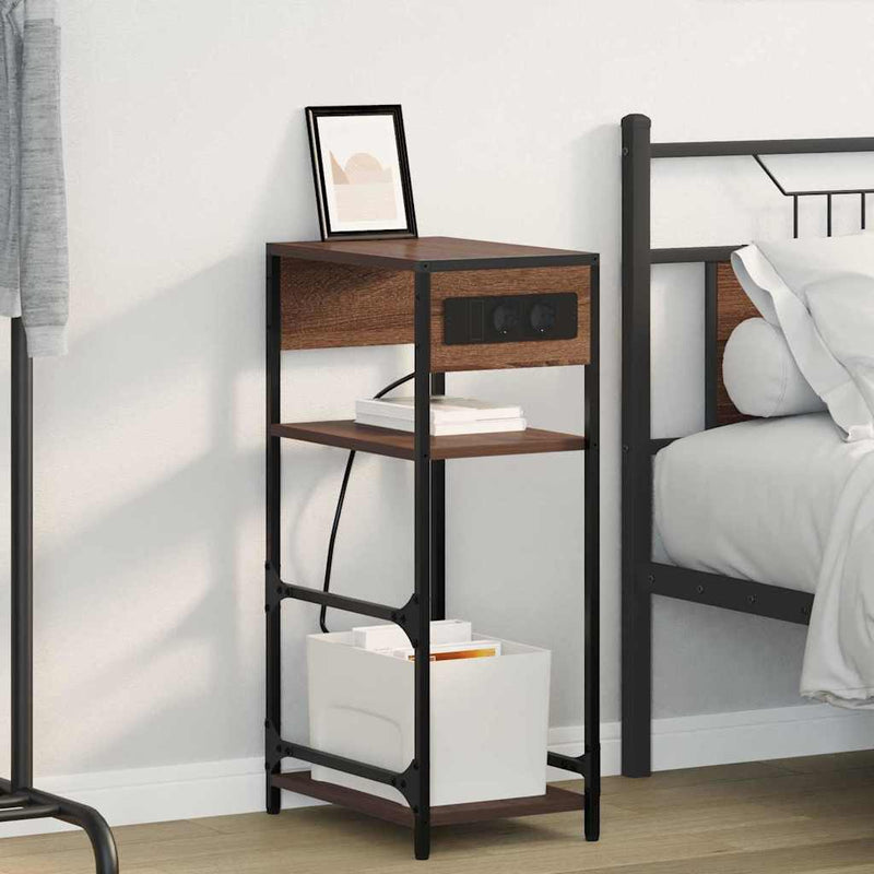 vidaXL Éjjeliszekrény fiókkal barna tölgy 40 x 27 x 76 cm Faanyag