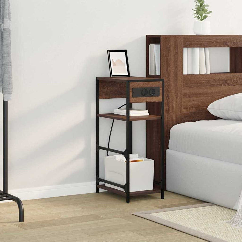 vidaXL Éjjeliszekrény fiókkal barna tölgy 40 x 27 x 76 cm Faanyag