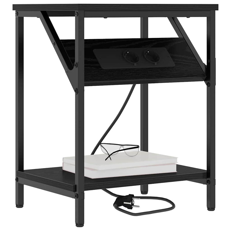 vidaXL Éjjeli asztal 2 pcs Musta tammi 38 x 30 x 48 cm Faanyag