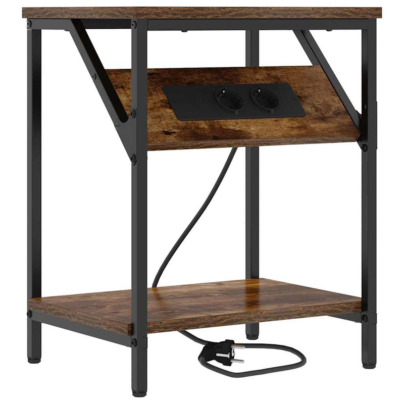 vidaXL Éjjeli asztal 2 pcs Füstölt tölgy 38 x 30 x 48 cm Faanyag