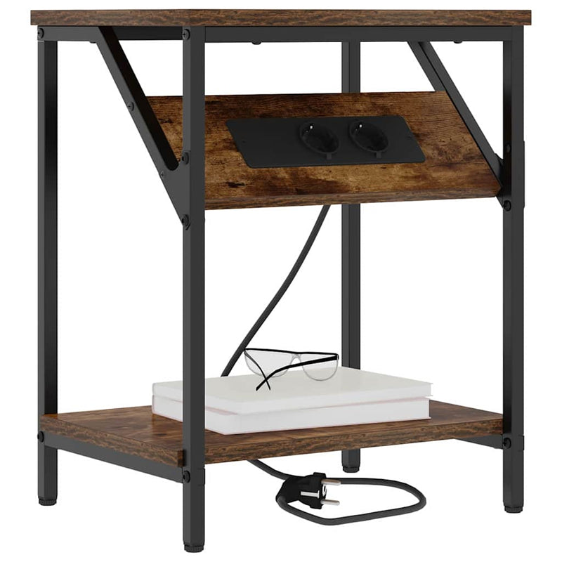 vidaXL Éjjeli asztal 2 pcs Füstölt tölgy 38 x 30 x 48 cm Faanyag