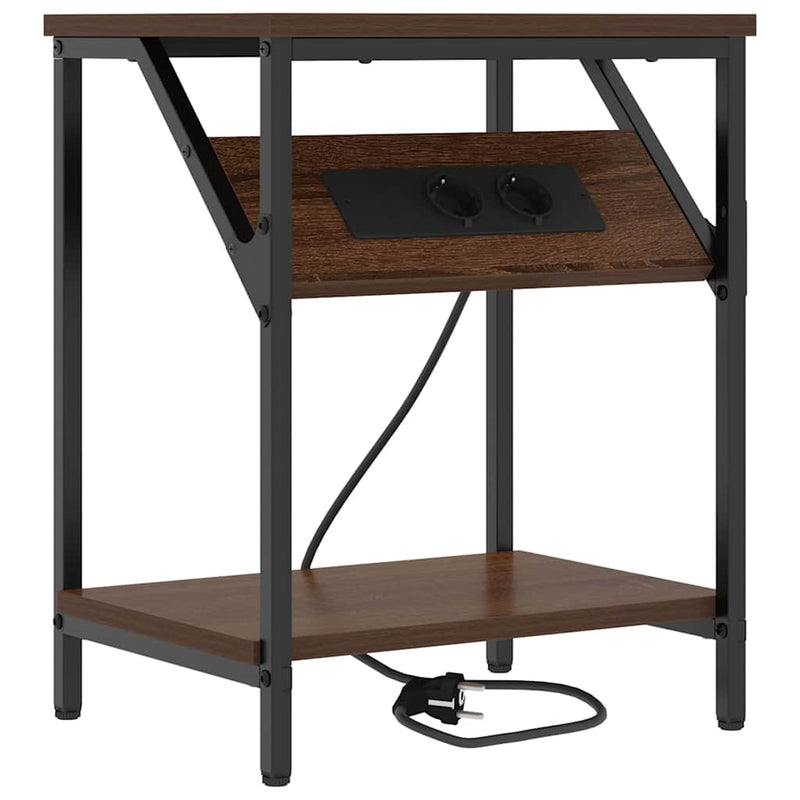 vidaXL Éjjeli asztal 2 pcs barna tölgy 38 x 30 x 48 cm Faanyag