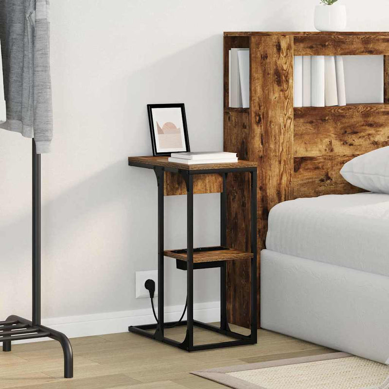 vidaXL Éjjeli asztal Füstölt tölgy 41.5 x 26 x 60.5 cm Faanyag