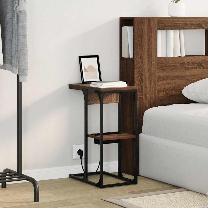 vidaXL Éjjeli asztal barna tölgy 41.5 x 26 x 60.5 cm Faanyag