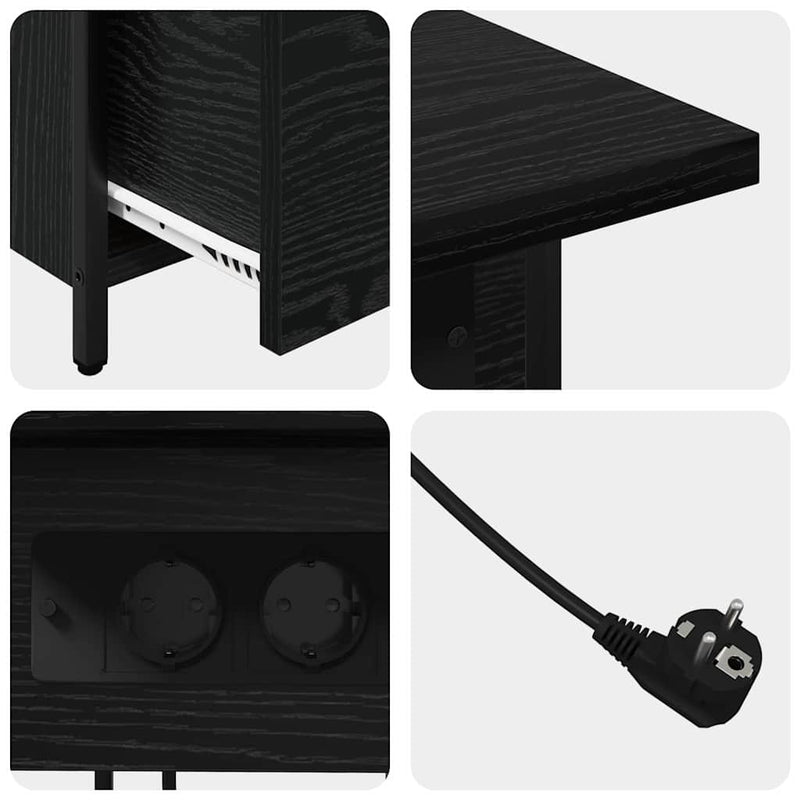 vidaXL Éjjeliszekrény fiókkal Musta tammi 60 x 30 x 61 cm Faanyag