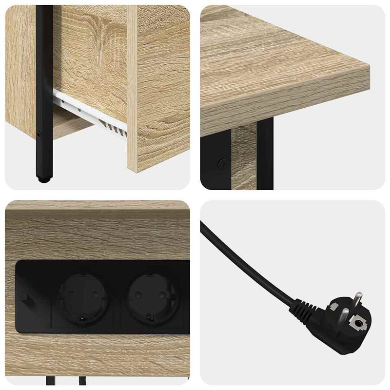 vidaXL Éjjeliszekrény fiókkal sonoma tölgy 60 x 30 x 61 cm Faanyag