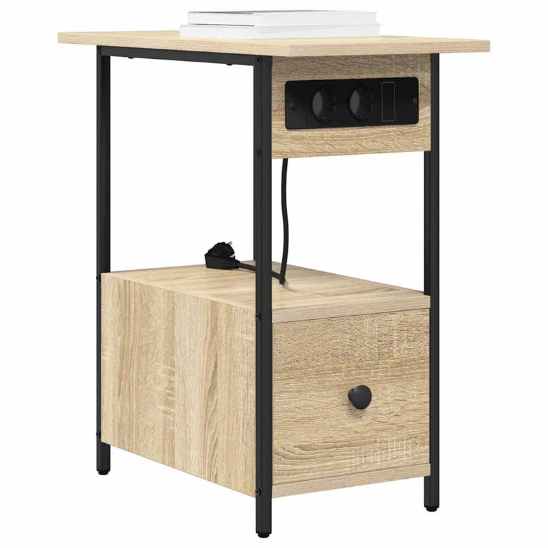 vidaXL Éjjeliszekrény fiókkal sonoma tölgy 60 x 30 x 61 cm Faanyag