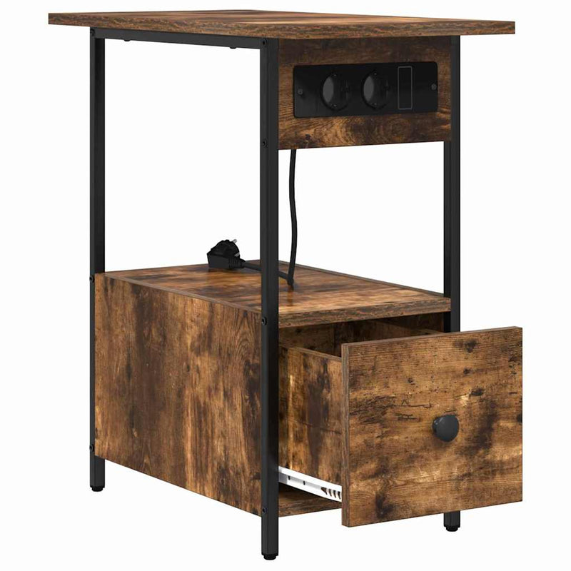 vidaXL Éjjeliszekrény fiókkal Füstölt tölgy 60 x 30 x 61 cm Faanyag