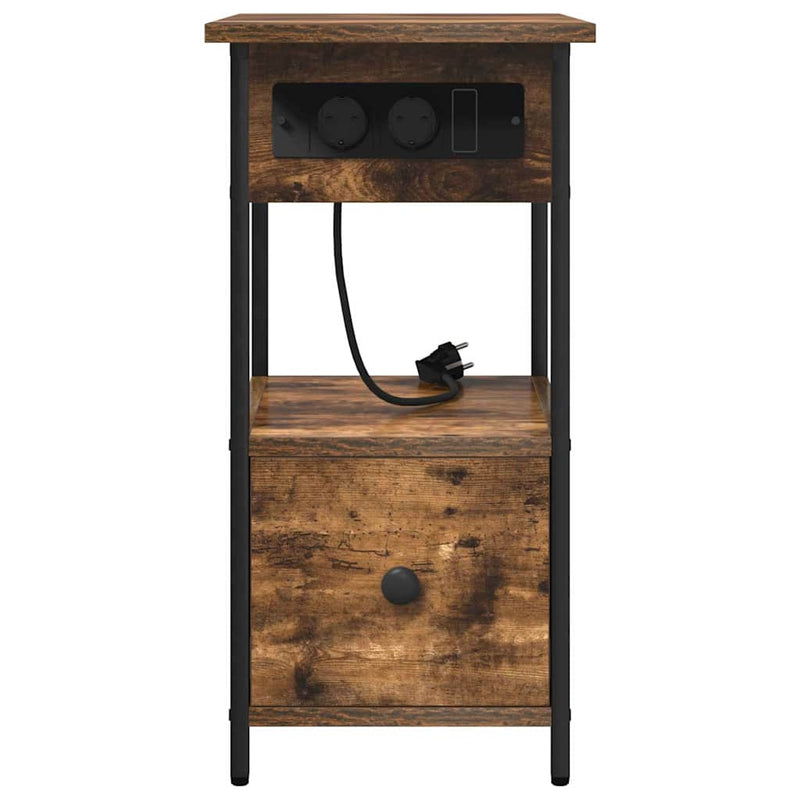 vidaXL Éjjeliszekrény fiókkal Füstölt tölgy 60 x 30 x 61 cm Faanyag