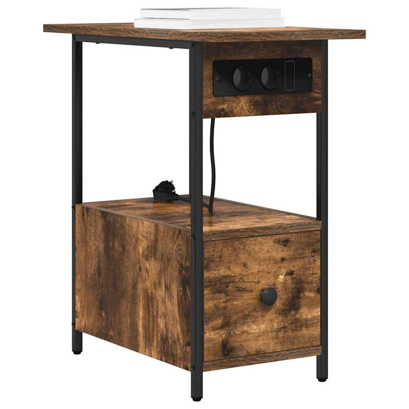 vidaXL Éjjeliszekrény fiókkal Füstölt tölgy 60 x 30 x 61 cm Faanyag