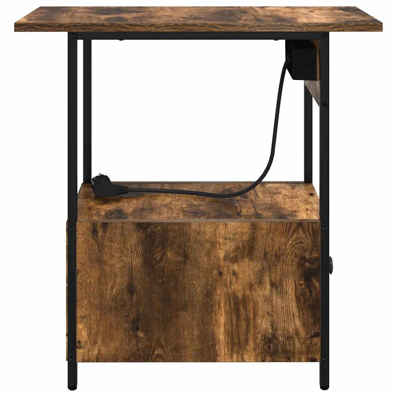 vidaXL Éjjeliszekrény fiókkal Füstölt tölgy 60 x 30 x 61 cm Faanyag