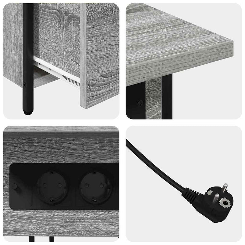 vidaXL Éjjeliszekrény fiókkal Szürke sonoma 60 x 30 x 61 cm Faanyag