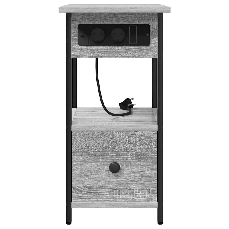 vidaXL Éjjeliszekrény fiókkal Szürke sonoma 60 x 30 x 61 cm Faanyag