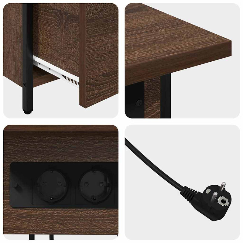 vidaXL Éjjeliszekrény fiókkal barna tölgy 60 x 30 x 61 cm Faanyag