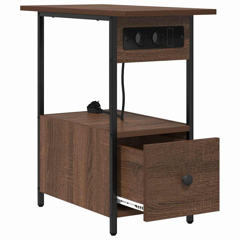 vidaXL Éjjeliszekrény fiókkal barna tölgy 60 x 30 x 61 cm Faanyag