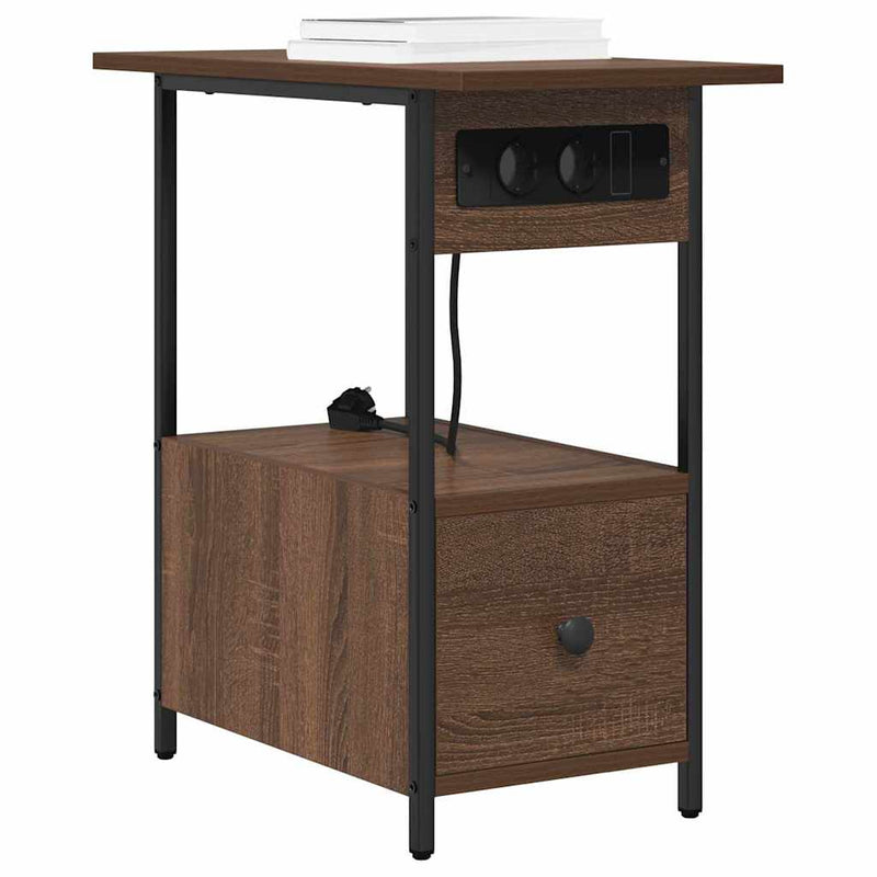 vidaXL Éjjeliszekrény fiókkal barna tölgy 60 x 30 x 61 cm Faanyag