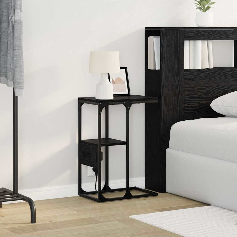 vidaXL Éjjeliszekrény fiókkal Musta tammi 41.5 x 26 x 60.5 cm Faanyag