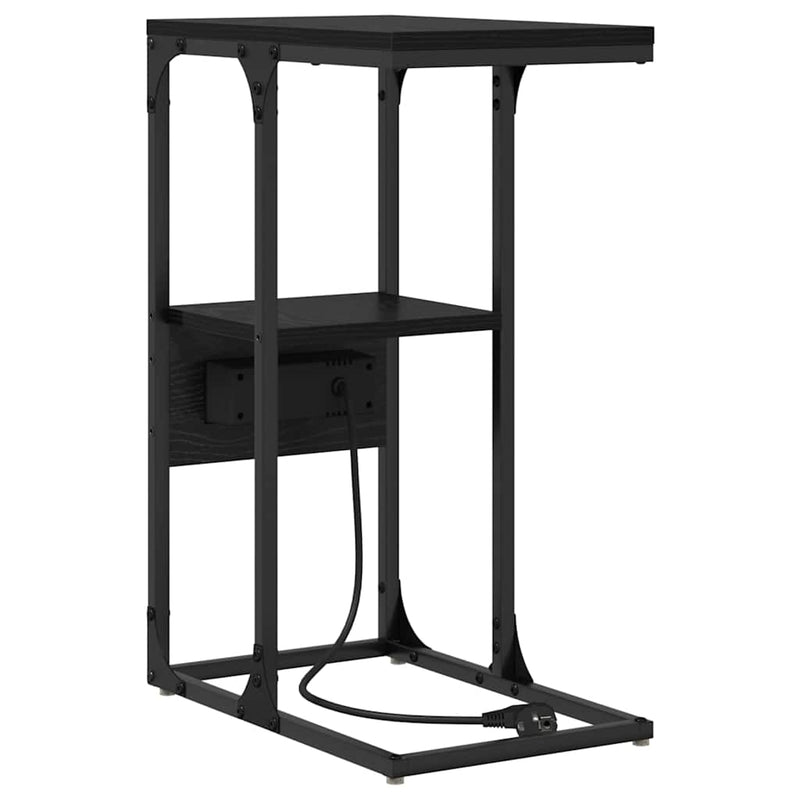 vidaXL Éjjeliszekrény fiókkal Musta tammi 41.5 x 26 x 60.5 cm Faanyag