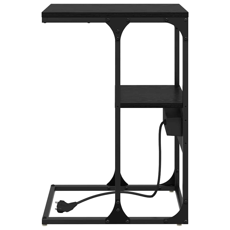 vidaXL Éjjeliszekrény fiókkal Musta tammi 41.5 x 26 x 60.5 cm Faanyag