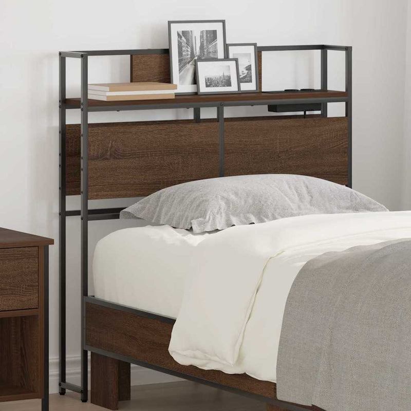 vidaXL Tároló fejtámla polcokkal fejtámlával barna tölgy 80 cm Faanyag