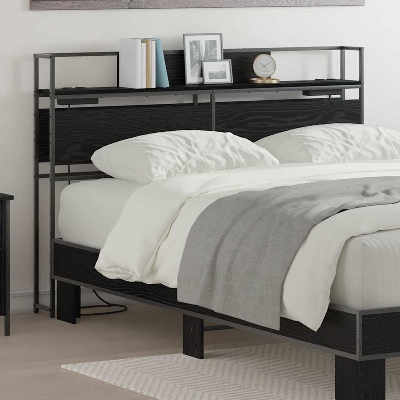 vidaXL Tároló fejtámla polcokkal tárolóval Musta tammi 160 cm Faanyag