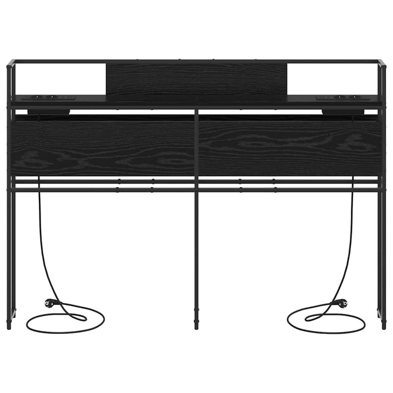 vidaXL Tároló fejtámla polcokkal tárolóval Musta tammi 160 cm Faanyag