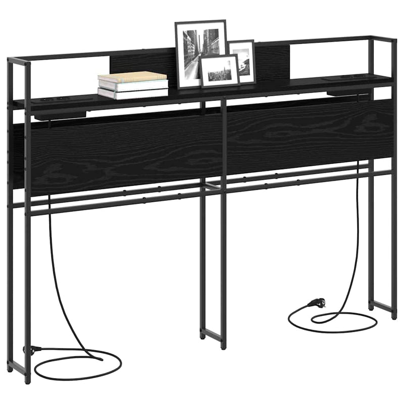 vidaXL Tároló fejtámla polcokkal tárolóval Musta tammi 160 cm Faanyag