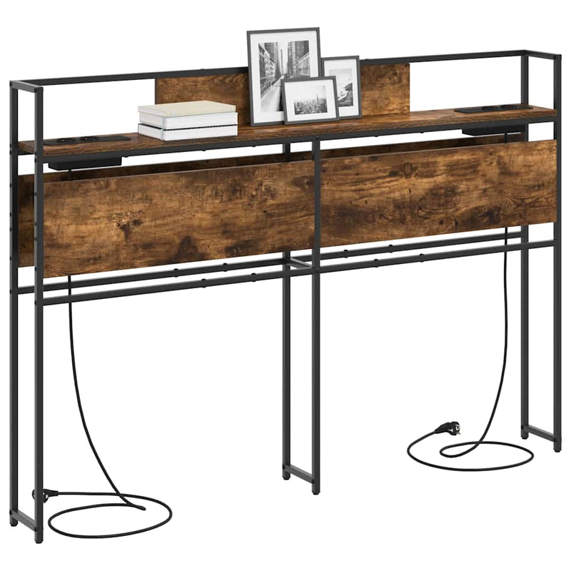 vidaXL Tároló fejtámla polcokkal Füstölt tölgy 160 cm Faanyag