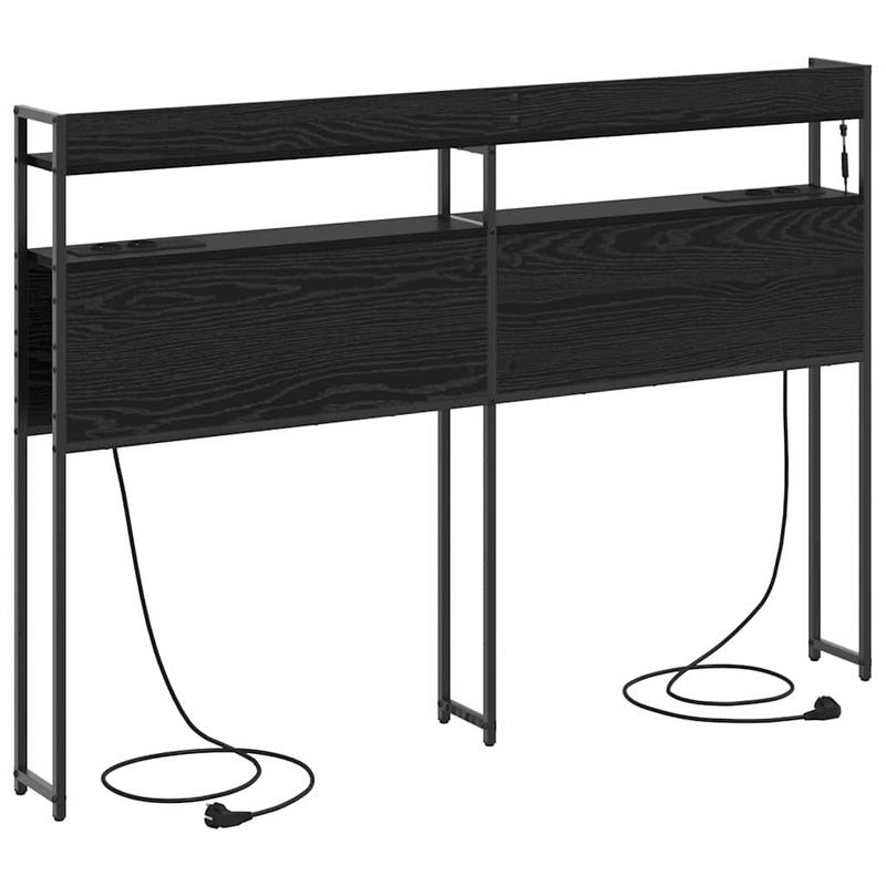 vidaXL Fejtámla polcokkal fejtámlával Musta tammi 150 cm Faanyag