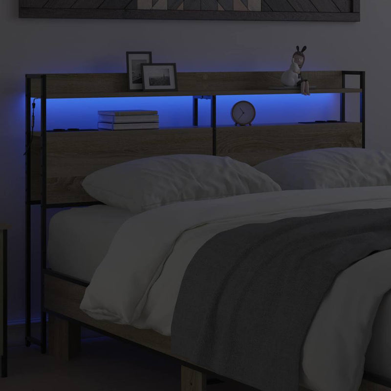 vidaXL Fejtámla polcokkal fejtámlával sonoma tölgy 150 cm Faanyag