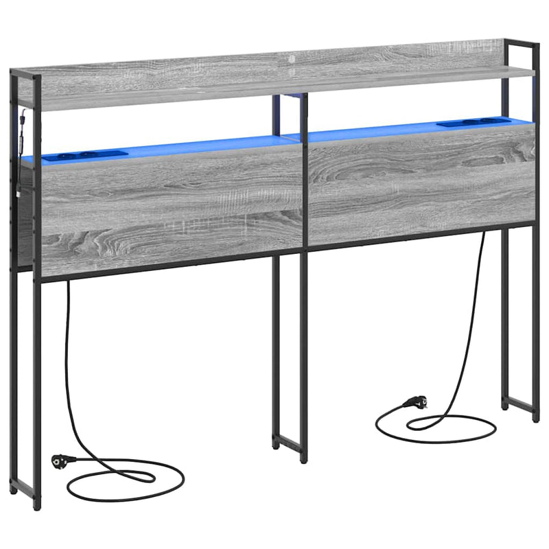 vidaXL Tároló fejtámla LED -es lámpákkal Szürke sonoma 160 cm Faanyag