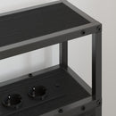 vidaXL Tároló fejtámla polcokkal fejtámlával Musta tammi 75 cm Faanyag