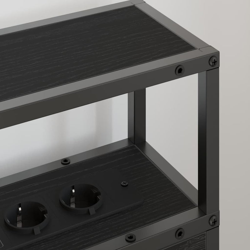 vidaXL Tároló fejtámla polcokkal fejtámlával Musta tammi 75 cm Faanyag