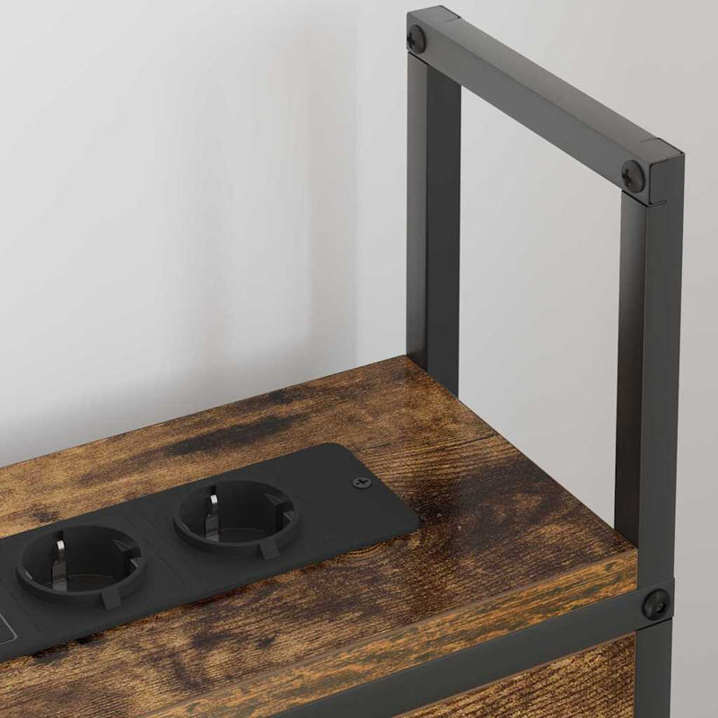 vidaXL Tárolós Fejtámla Töltő Állomással Füstölt tölgy 100 cm Faanyag