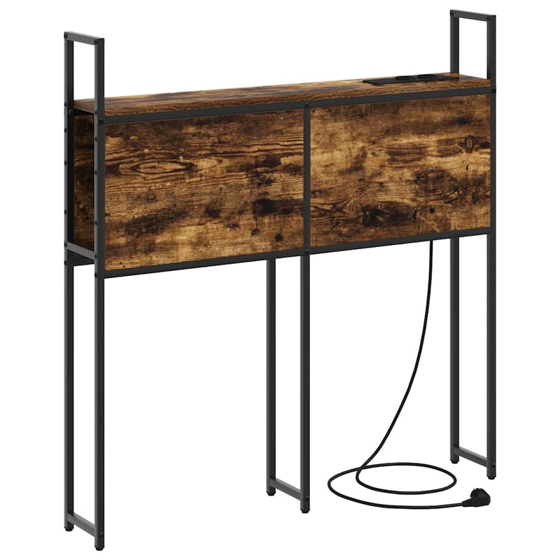 vidaXL Tárolós Fejtámla Töltő Állomással Füstölt tölgy 100 cm Faanyag