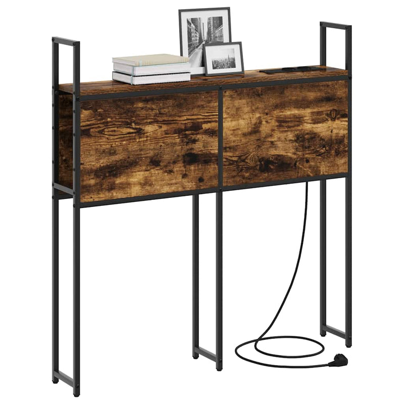 vidaXL Tárolós Fejtámla Töltő Állomással Füstölt tölgy 100 cm Faanyag