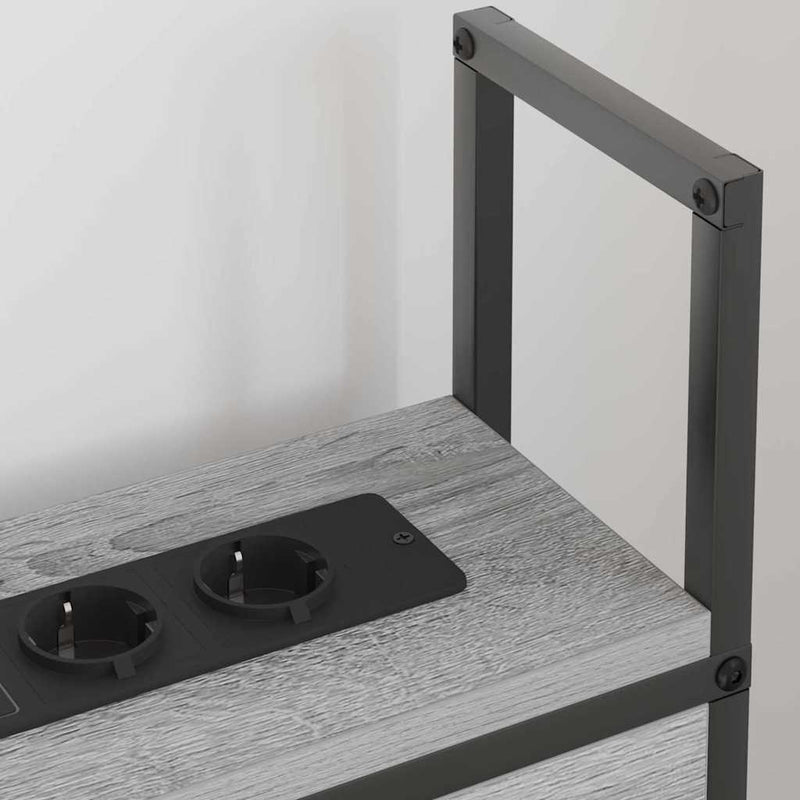 vidaXL Tárolós Fejtámla Töltő Állomással Szürke sonoma 100 cm Faanyag