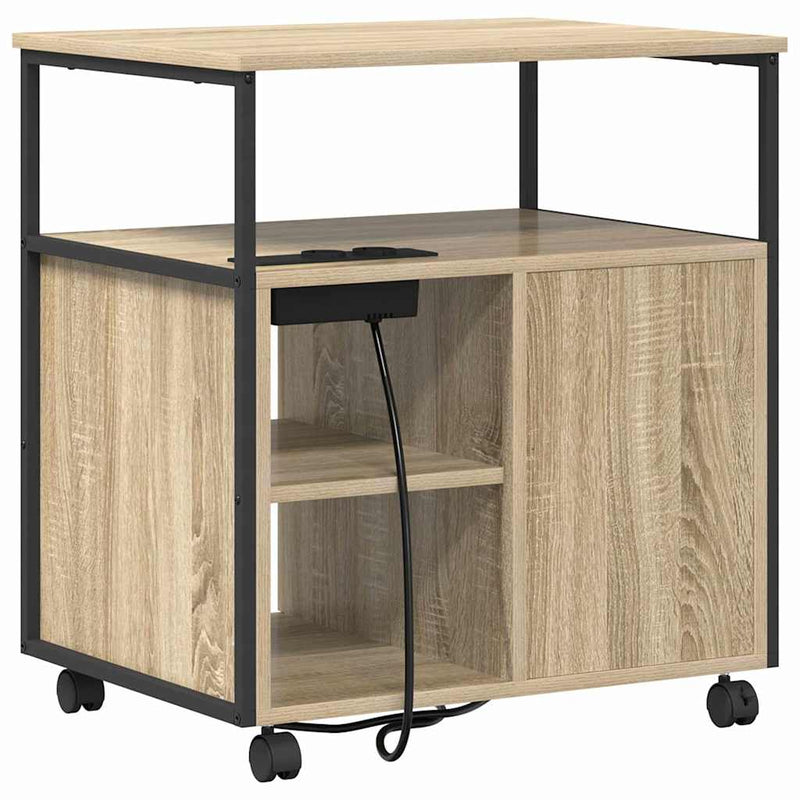vidaXL Irodai szekrény töltőállomással sonoma tölgy 61 x 46 x 67 cm