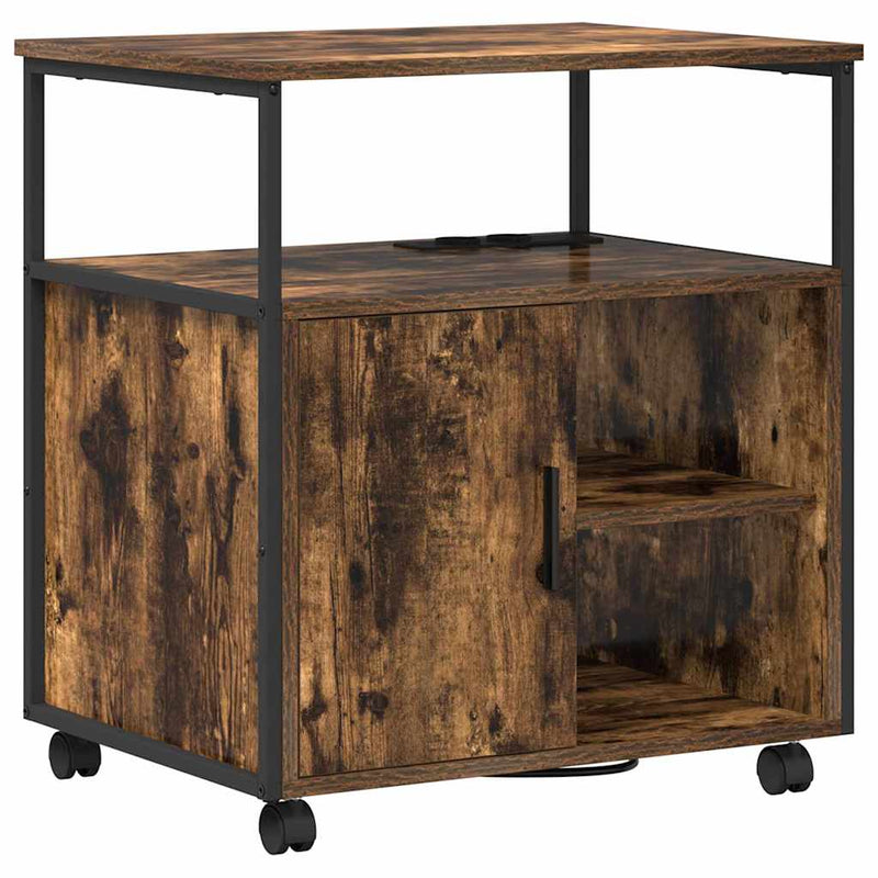 vidaXL Irodai szekrény töltőállomással Füstölt tölgy 61 x 46 x 67 cm