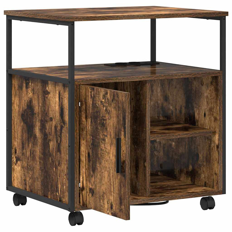 vidaXL Irodai szekrény töltőállomással Füstölt tölgy 61 x 46 x 67 cm
