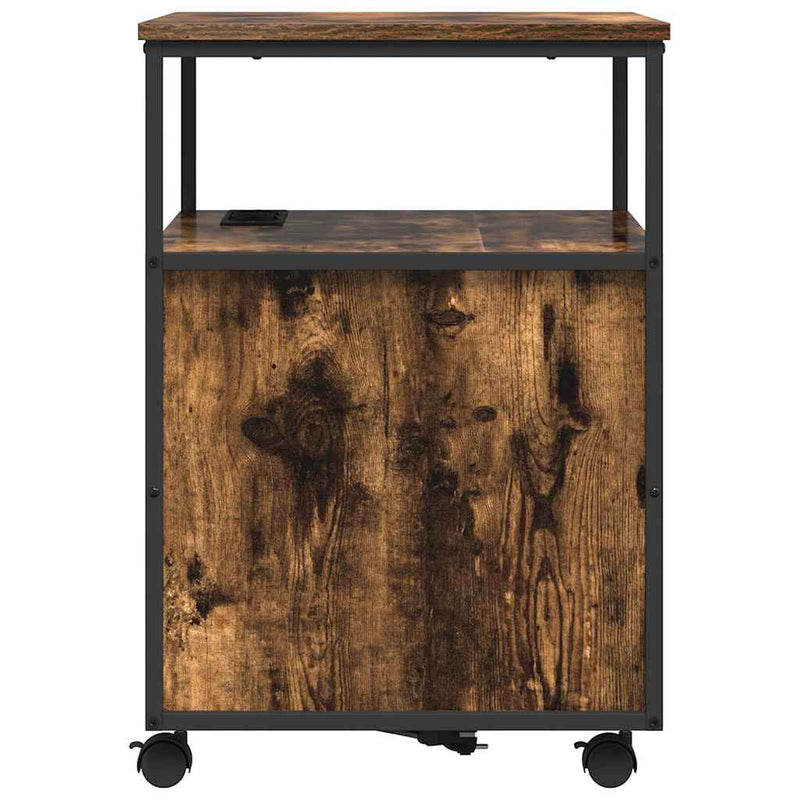 vidaXL Irodai szekrény töltőállomással Füstölt tölgy 61 x 46 x 67 cm