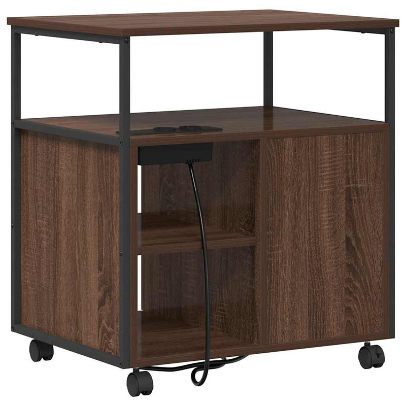 vidaXL Irodai szekrény töltőállomással barna tölgy 61 x 46 x 67 cm