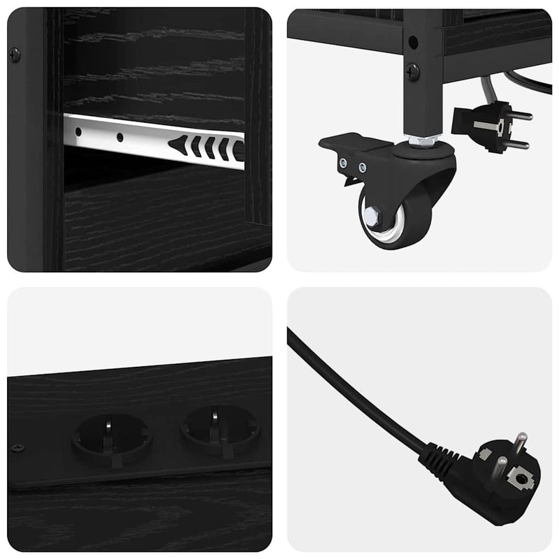 vidaXL Irodai szekrény kerékkel Musta tammi 76 x 41 x 72 cm Faanyag