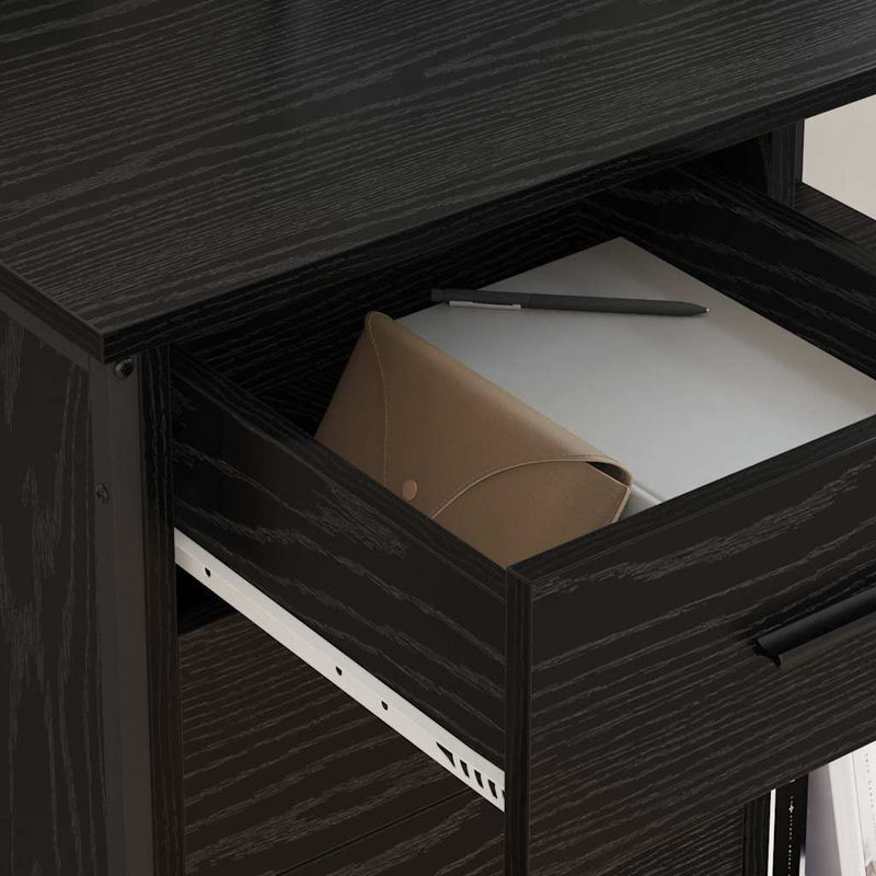 vidaXL Irodai szekrény kerékkel Musta tammi 76 x 41 x 72 cm Faanyag
